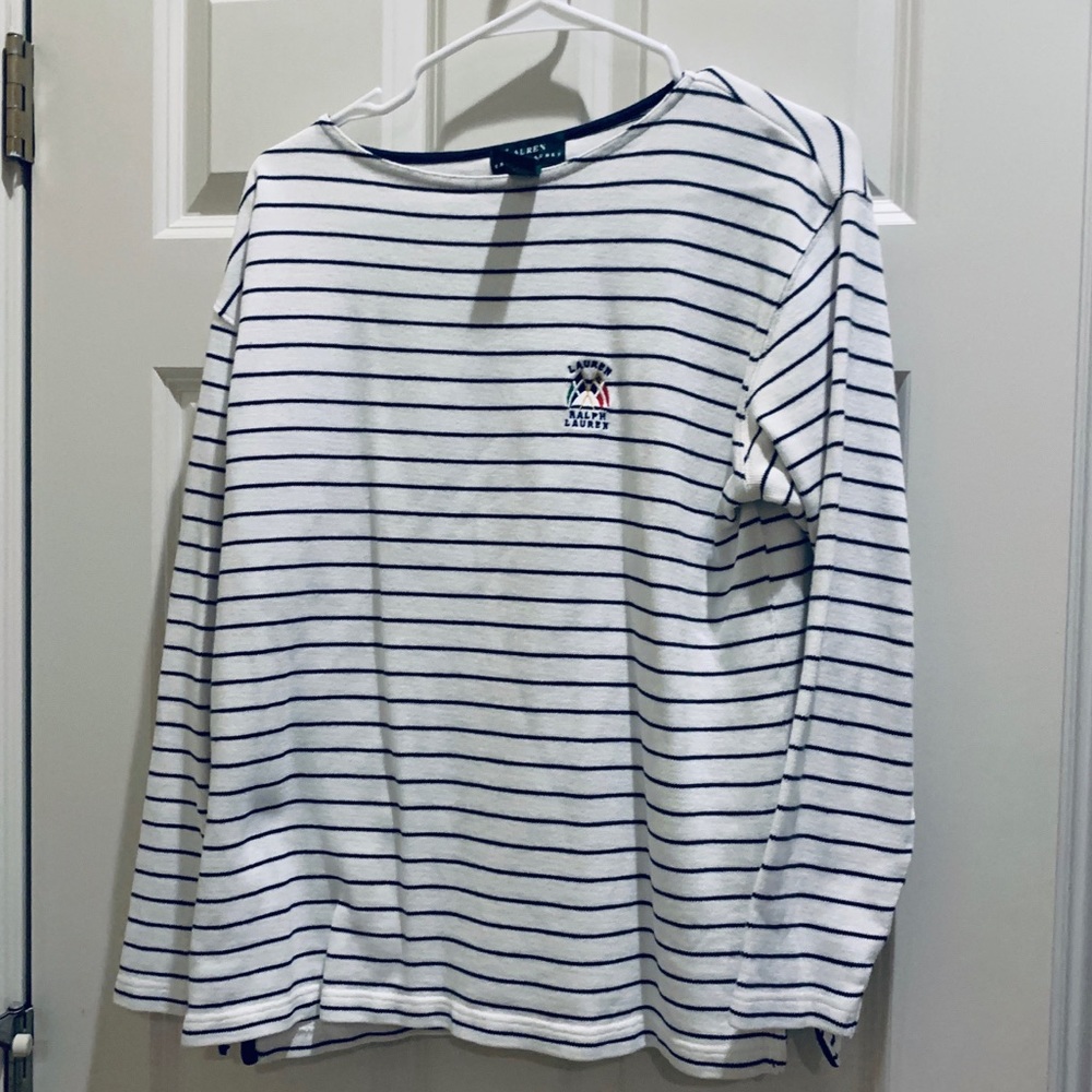 Vintage Lauren Ralph Lauren Striped Top L white